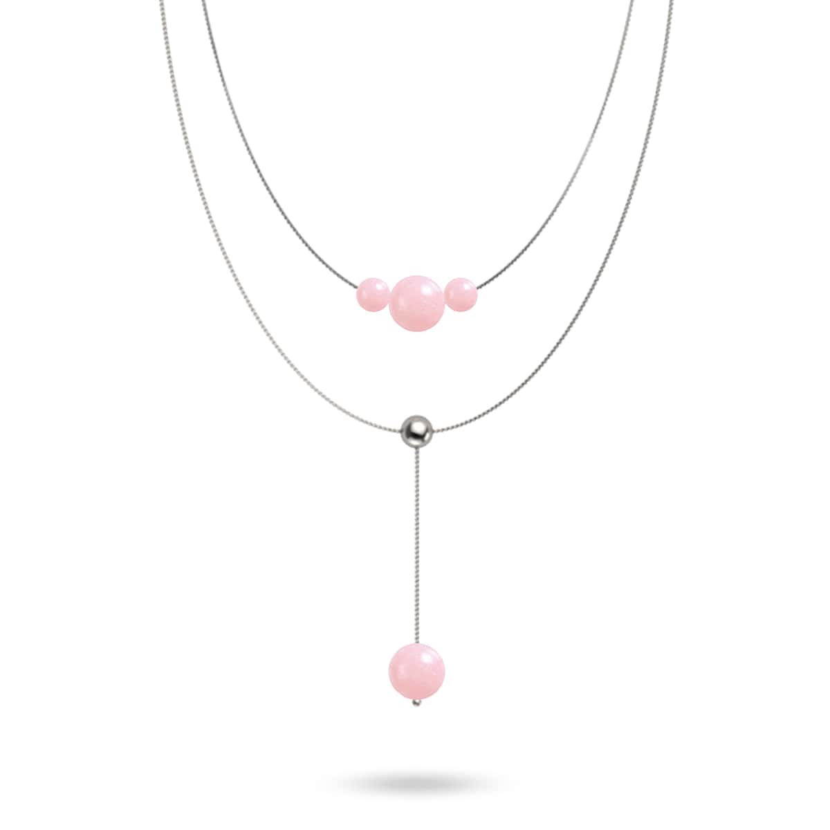 Coral | Silver | Lumos Ceramic Cascade Double Pendant